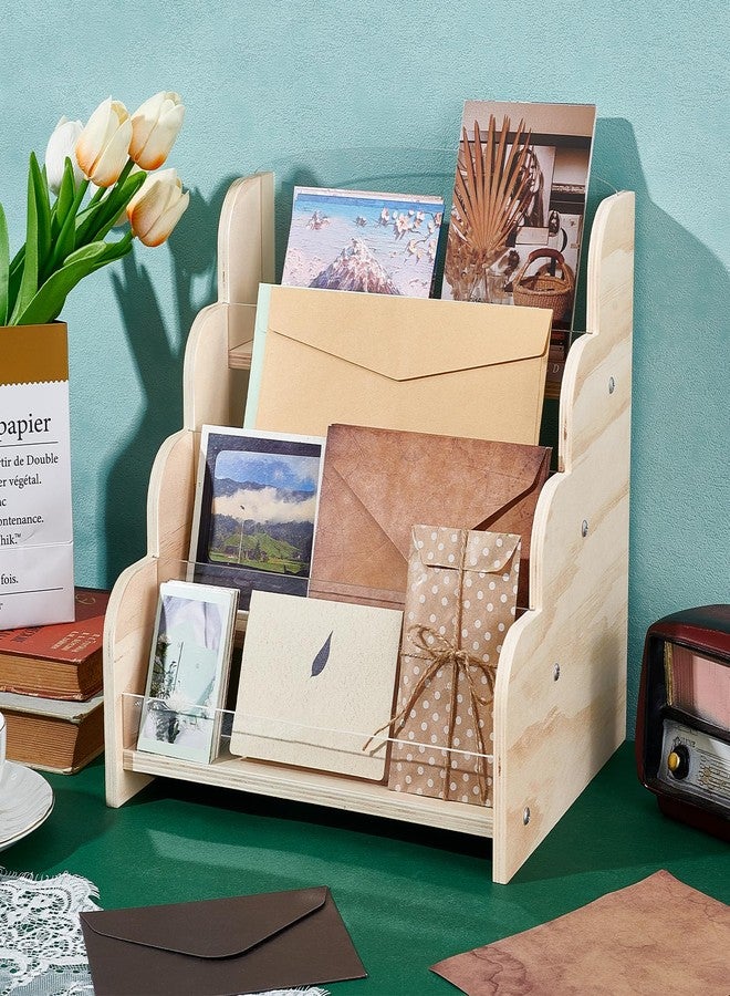 GLASSWINDS Greeting Card Display Stand, 4-Tier Wooden Sticker Display Holder for Vendors, Portable Postcard Displays Rack, Multipurpose Brochure Holder for Birthday Fairs Markets Craft Trade Show - Image 5